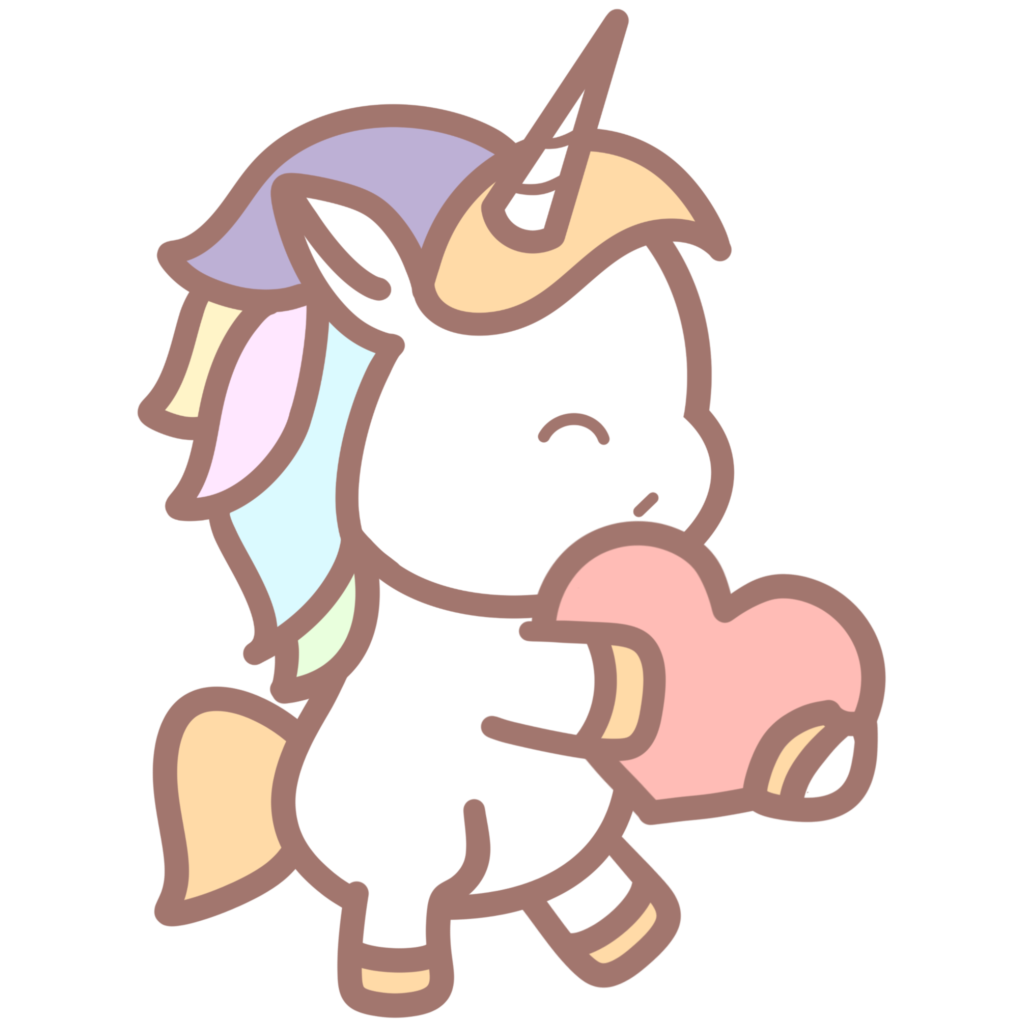 cute Kawaii Unicorn with heart