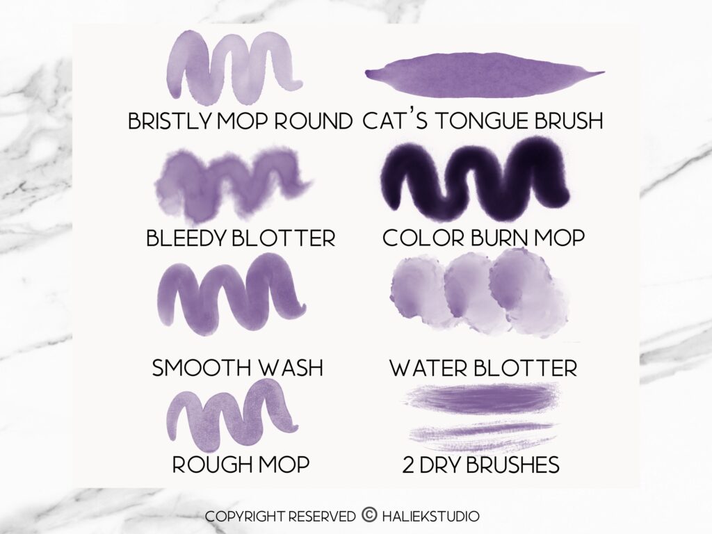 HalieKStudio Procreate watercolor art brushes